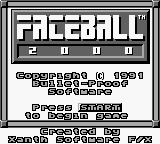 Faceball 2000 title screen for GameBoy